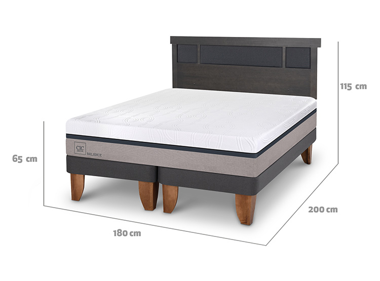 JUEGO DE DORMITORIO CIC CAMA EUROPEA BALANCE KING + RESPALDO DUBLIN GRIS - 3