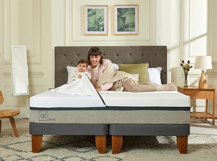 JUEGO DE DORMITORIO CIC CAMA EUROPEA BALANCE KING + RESPALDO DUBLIN GRIS - 7