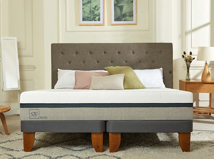 JUEGO DE DORMITORIO CIC CAMA EUROPEA BALANCE KING + RESPALDO DUBLIN GRIS - 8