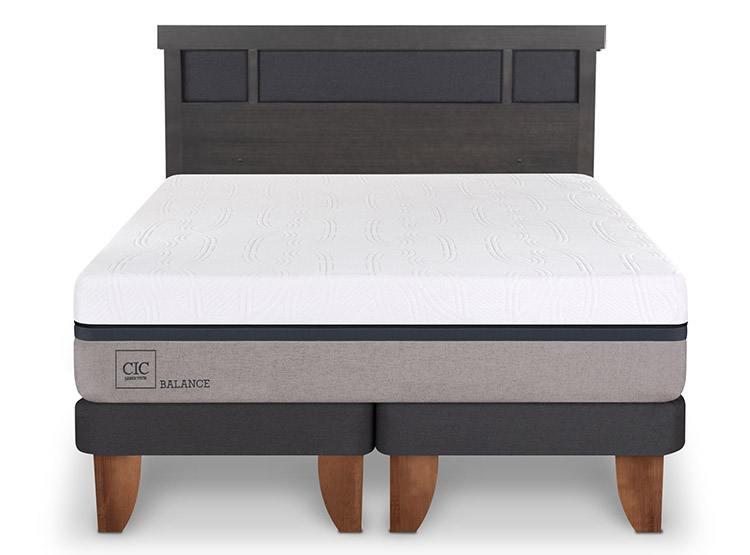 JUEGO DE DORMITORIO CIC CAMA EUROPEA BALANCE KING + RESPALDO DUBLIN GRIS - 1