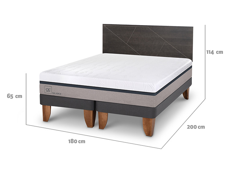 JUEGO DE DORMITORIO CIC CAMA EUROPEA BALANCE KING + RESPALDO VILLARRICA GRIS - 3
