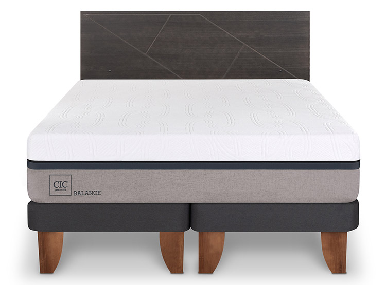 JUEGO DE DORMITORIO CIC CAMA EUROPEA BALANCE KING + RESPALDO VILLARRICA GRIS - 1