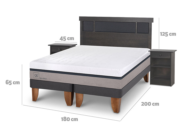 JUEGO DE DORMITORIO CIC CAMA EUROPEA DUBLIN NEW BALANCE BD 2 PLAZAS + SET GRIS - 3