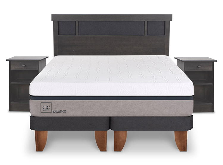 JUEGO DE DORMITORIO CIC CAMA EUROPEA DUBLIN NEW BALANCE BD 2 PLAZAS + SET GRIS - 1