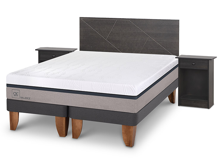 JUEGO DE DORMITORIO CIC CAMA EUROPEA VILLARRICA NEW BALANCE BD 2 PLAZAS + SET GRIS - 2