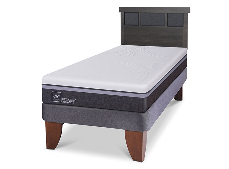 JUEGO DE DORMITORIO CIC CAMA EUROPEA DUBLIN ORTOPEDIC ADVANCE 1.5 PLAZAS + RESPALDO GRIS - 2