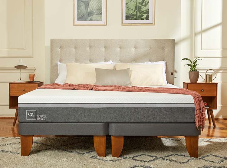 JUEGO DE DORMITORIO CIC CAMA EUROPEA DUBLIN ORTOPEDIC ADVANCE 1.5 PLAZAS + RESPALDO GRIS - 9