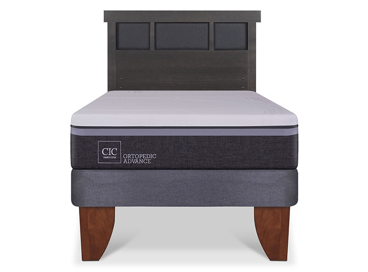 JUEGO DE DORMITORIO CIC CAMA EUROPEA DUBLIN ORTOPEDIC ADVANCE 1.5 PLAZAS + RESPALDO GRIS - 1