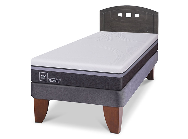 JUEGO DE DORMITORIO CIC CAMA EUROPEA GALES ORTOPEDIC ADVANCE 1.5 PLAZAS + RESPALDO GRIS - 2