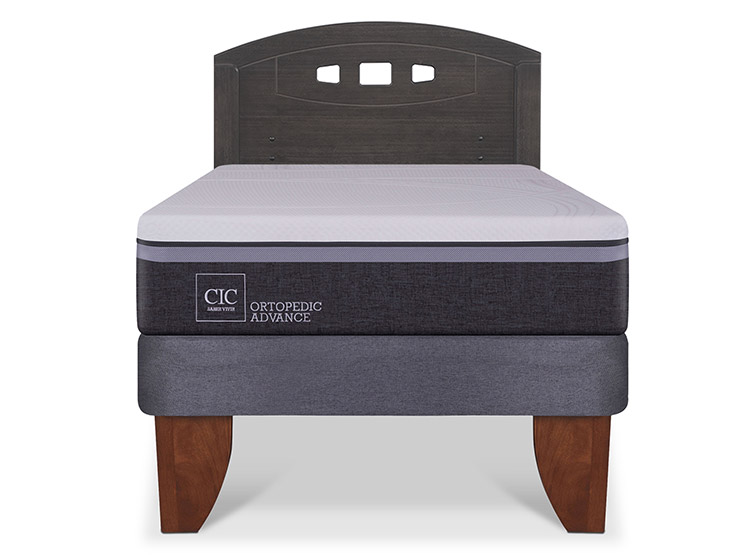 JUEGO DE DORMITORIO CIC CAMA EUROPEA GALES ORTOPEDIC ADVANCE 1.5 PLAZAS + RESPALDO GRIS - 1
