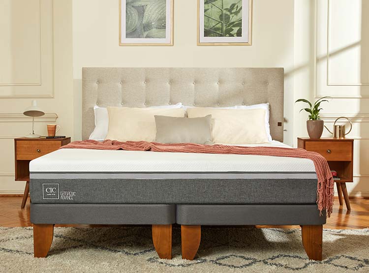 JUEGO DE DORMITORIO CIC CAMA EUROPEA MUNICH ORTOPEDIC ADVANCE 1.5 PLAZAS + RESPALDO GRIS - 9