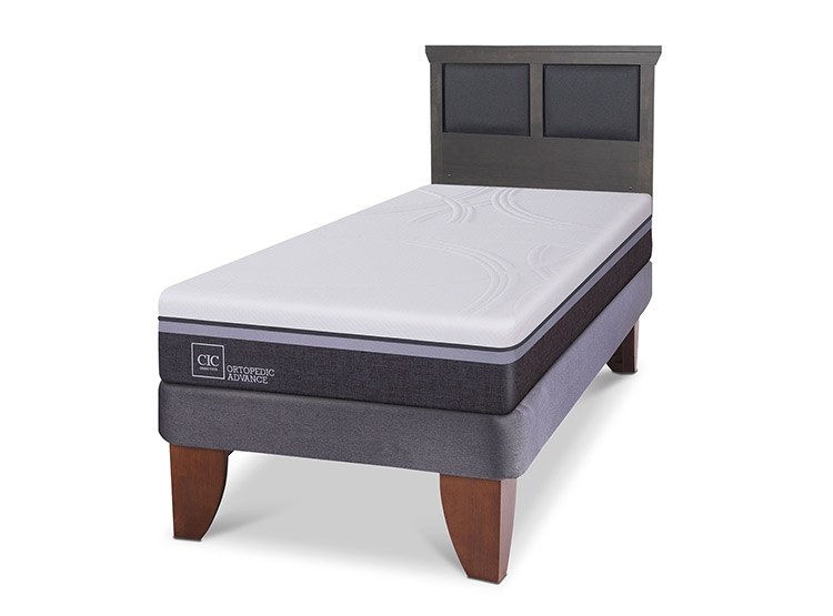 JUEGO DE DORMITORIO CIC CAMA EUROPEA TORINO ORTOPEDIC ADVANCE 1.5 PLAZAS + RESPALDO GRIS - 2