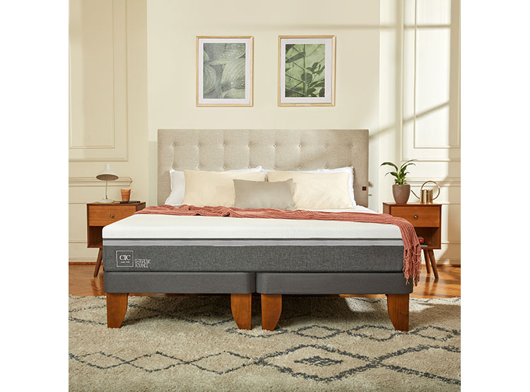 JUEGO DE DORMITORIO CIC CAMA EUROPEA TORINO ORTOPEDIC ADVANCE 1.5 PLAZAS + RESPALDO GRIS - 9