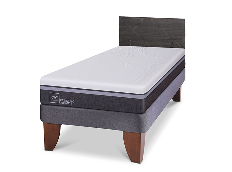 JUEGO DE DORMITORIO CIC CAMA EUROPEA VILLARRICA ORTOPEDIC ADVANCE 1.5 PLAZAS + RESPALDO GRIS - 2