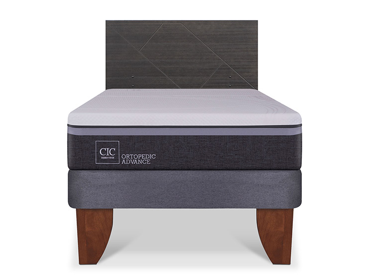JUEGO DE DORMITORIO CIC CAMA EUROPEA VILLARRICA ORTOPEDIC ADVANCE 1.5 PLAZAS + RESPALDO GRIS - 1