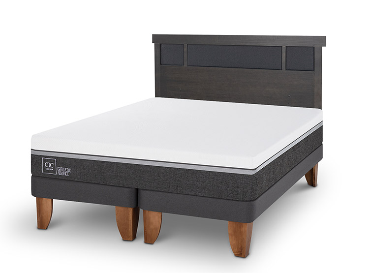 JUEGO DE DORMITORIO CIC CAMA EUROPEA DUBLIN ORTOPEDIC ADVANCE 2 PLAZAS + RESPALDO GRIS - 2