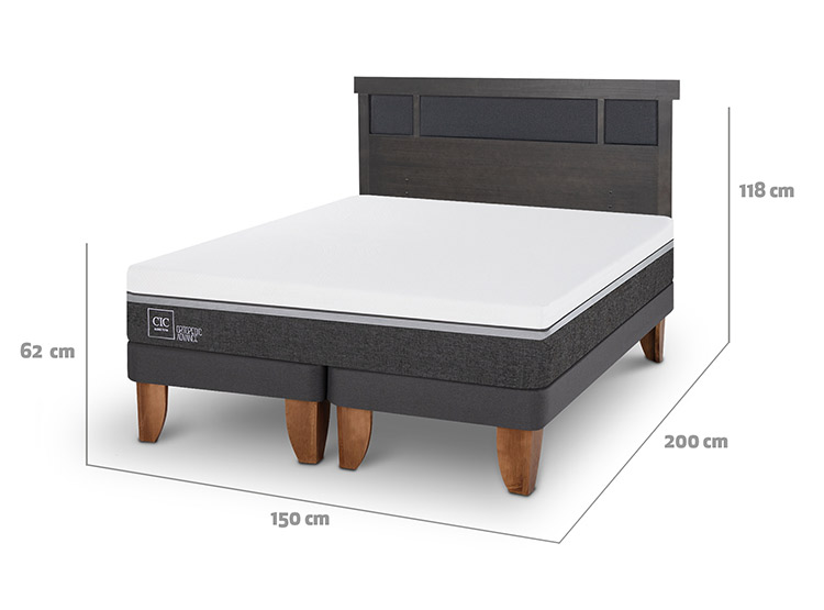 JUEGO DE DORMITORIO CIC CAMA EUROPEA DUBLIN ORTOPEDIC ADVANCE 2 PLAZAS + RESPALDO GRIS - 3