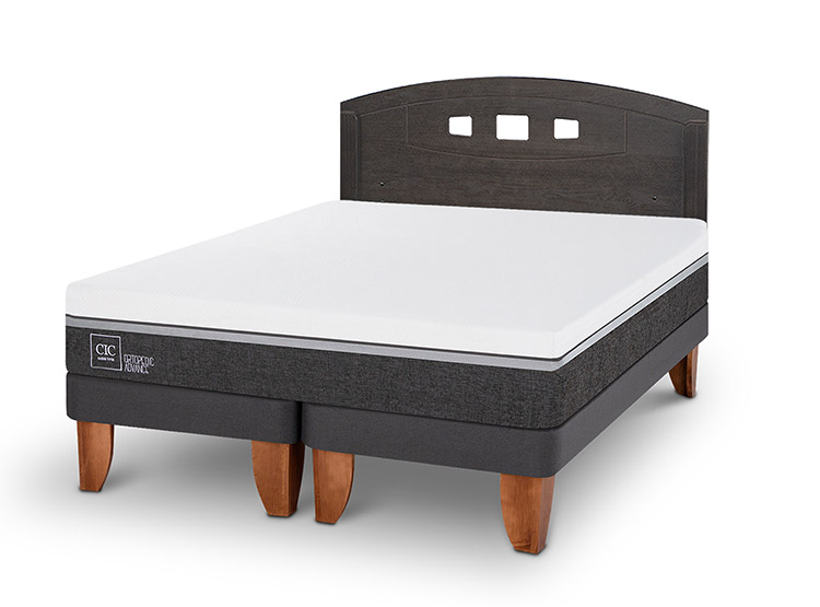 JUEGO DE DORMITORIO CIC CAMA EUROPEA GALES ORTOPEDIC ADVANCE BD 2 PLAZAS + RESPALDO GRIS - 2