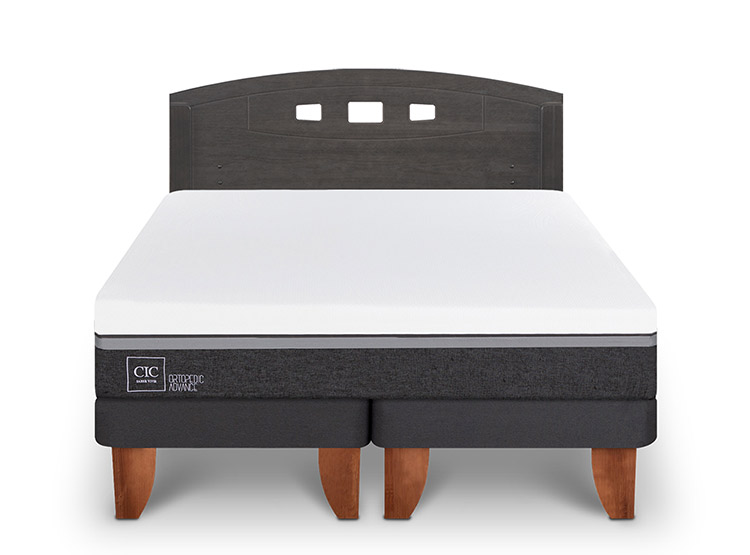 JUEGO DE DORMITORIO CIC CAMA EUROPEA GALES ORTOPEDIC ADVANCE BD 2 PLAZAS + RESPALDO GRIS - 1