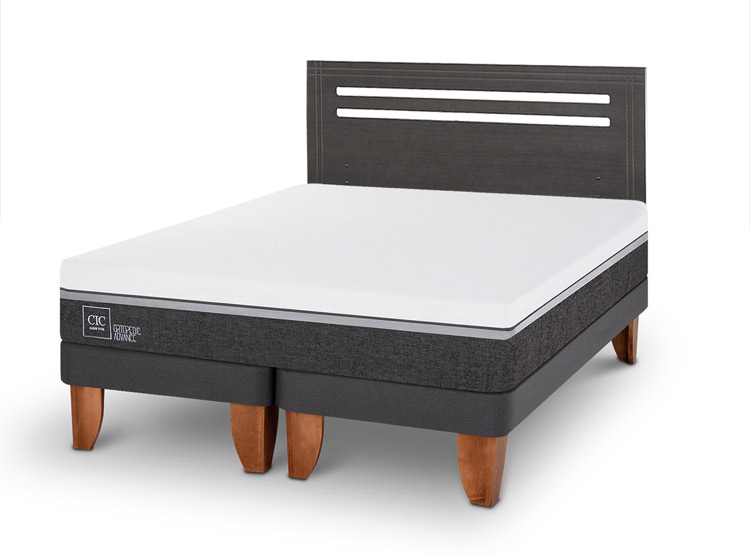 JUEGO DE DORMITORIO CIC CAMA EUROPEA MUNICH ORTOPEDIC ADVANCE BD 2 PLAZAS + RESPALDO GRIS - 2