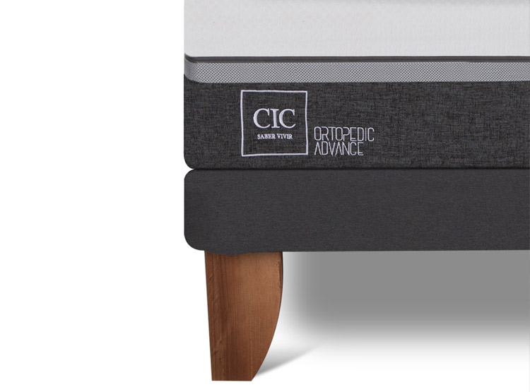 JUEGO DE DORMITORIO CIC CAMA EUROPEA MUNICH ORTOPEDIC ADVANCE BD 2 PLAZAS + RESPALDO GRIS - 5