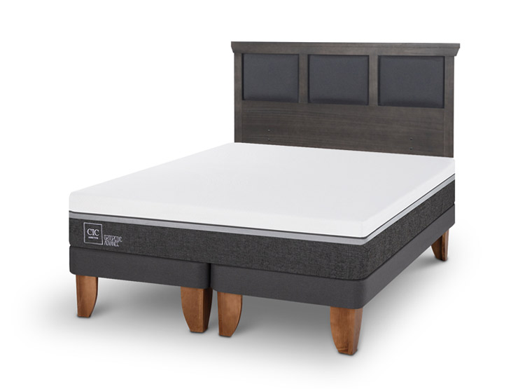 JUEGO DE DORMITORIO CIC CAMA EUROPEA TORINO ORTOPEDIC ADVANCE BD 2 PLAZAS + RESPALDO GRIS - 2
