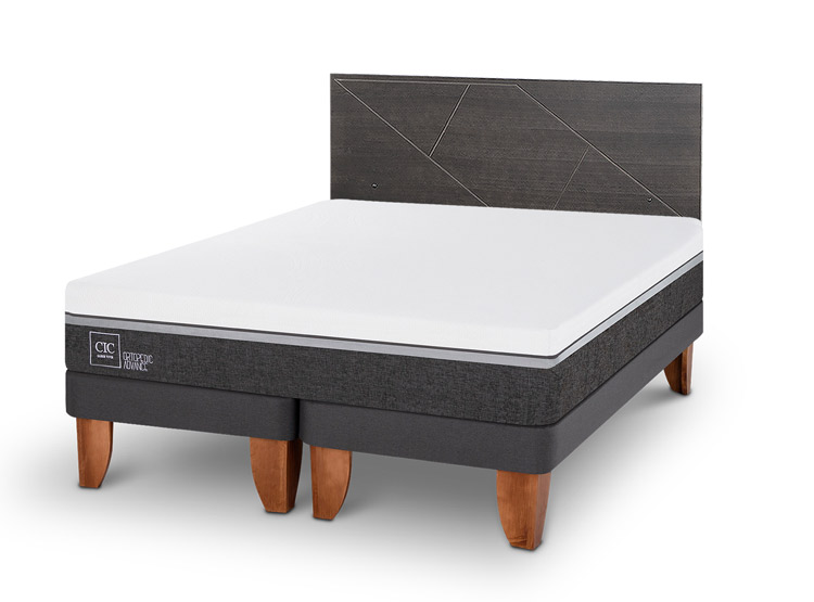JUEGO DE DORMITORIO CIC CAMA EUROPEA VILLARRICA ORTOPEDIC ADVANCE BD 2 PLAZAS + RESPALDO GRIS - 2
