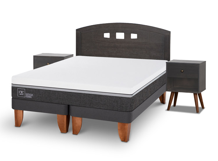 JUEGO DE DORMITORIO CIC CAMA EUROPEA GALES ORTOPEDIC ADVANCE BD 2 PLAZAS + SET GRIS - 2