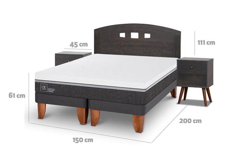 JUEGO DE DORMITORIO CIC CAMA EUROPEA GALES ORTOPEDIC ADVANCE BD 2 PLAZAS + SET GRIS - 3