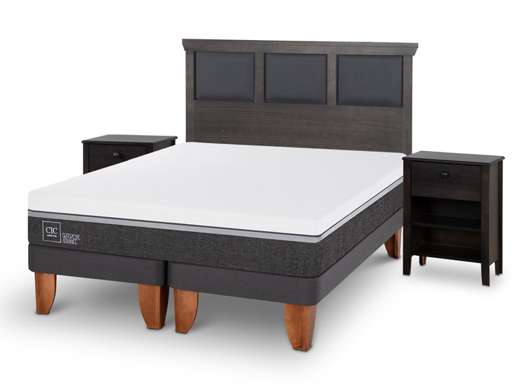 JUEGO DE DORMITORIO CIC CAMA EUROPEA TORINO ORTOPEDIC ADVANCE BD 2 PLAZAS + SET GRIS - 2