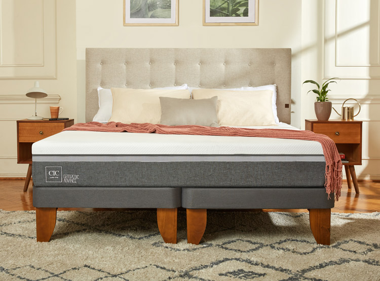 JUEGO DE DORMITORIO CIC CAMA EUROPEA TORINO ORTOPEDIC ADVANCE BD 2 PLAZAS + SET GRIS - 9