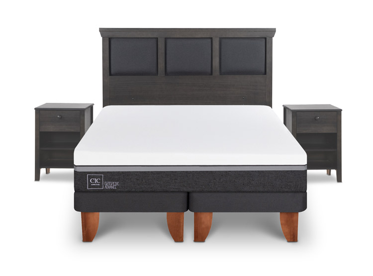 JUEGO DE DORMITORIO CIC CAMA EUROPEA TORINO ORTOPEDIC ADVANCE BD 2 PLAZAS + SET GRIS - 1