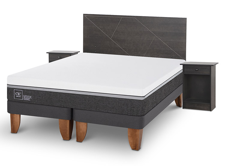 JUEGO DE DORMITORIO CIC CAMA EUROPEA ORTOPEDIC ADVANCE BD 2 PLAZAS + SET VILLARRICA GRIS - 2