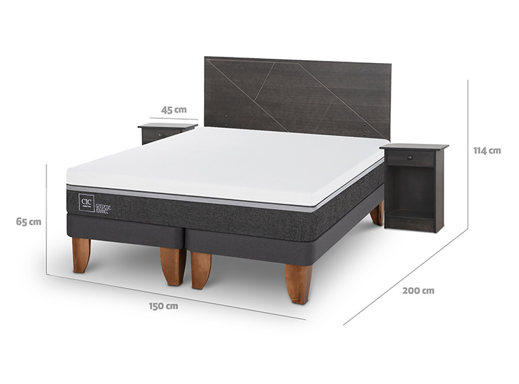 JUEGO DE DORMITORIO CIC CAMA EUROPEA ORTOPEDIC ADVANCE BD 2 PLAZAS + SET VILLARRICA GRIS - 3