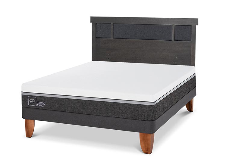 JUEGO DE DORMITORIO CIC CAMA EUROPEA DUBLIN ORTOPEDIC ADVANCE BN 2 PLAZAS + RESPALDO GRIS - 2