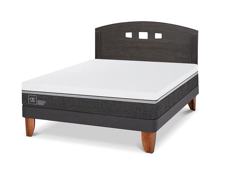 JUEGO DE DORMITORIO CIC CAMA EUROPEA GALES ORTOPEDIC ADVANCE BN 2 PLAZAS + RESPALDO GRIS - 2