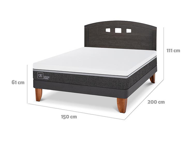 JUEGO DE DORMITORIO CIC CAMA EUROPEA GALES ORTOPEDIC ADVANCE BN 2 PLAZAS + RESPALDO GRIS - 3