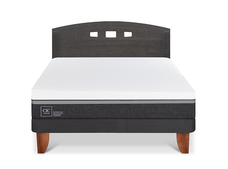 JUEGO DE DORMITORIO CIC CAMA EUROPEA GALES ORTOPEDIC ADVANCE BN 2 PLAZAS + RESPALDO GRIS - 1
