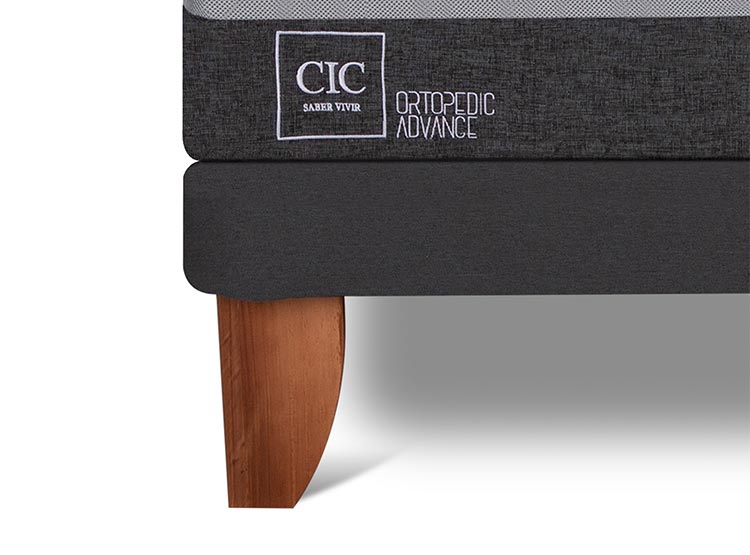 JUEGO DE DORMITORIO CIC CAMA EUROPEA MUNICH ORTOPEDIC ADVANCE BN 2 PLAZAS + RESPALDO GRIS - 5