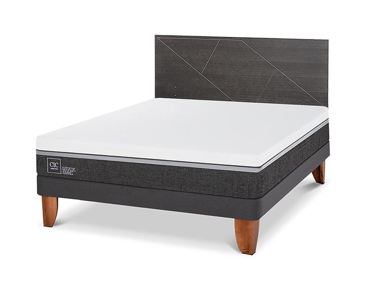 JUEGO DE DORMITORIO CIC CAMA EUROPEA VILLARRICA ORTOPEDIC ADVANCE BN 2 PLAZAS + RESPALDO GRIS - 2