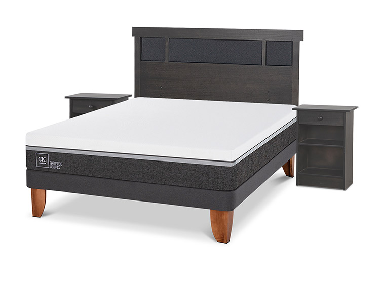 JUEGO DE DORMITORIO CIC CAMA EUROPEA DUBLIN ORTOPEDIC ADVANCE BN 2 PLAZAS + SET GRIS - 2