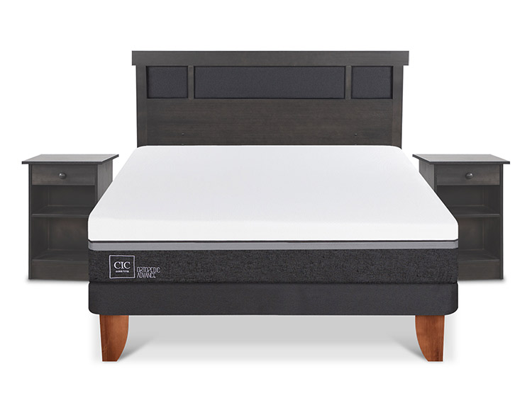 JUEGO DE DORMITORIO CIC CAMA EUROPEA DUBLIN ORTOPEDIC ADVANCE BN 2 PLAZAS + SET GRIS - 1