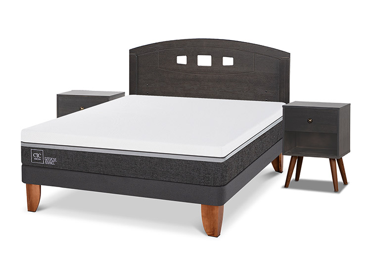 JUEGO DE DORMITORIO CIC CAMA EUROPEA GALES ORTOPEDIC ADVANCE BN 2 PLAZAS + SET GRIS - 2