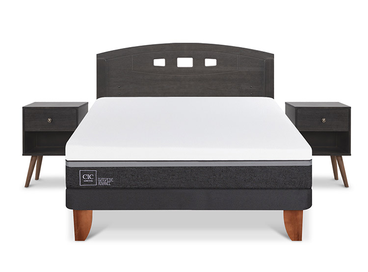 JUEGO DE DORMITORIO CIC CAMA EUROPEA GALES ORTOPEDIC ADVANCE BN 2 PLAZAS + SET GRIS - 1