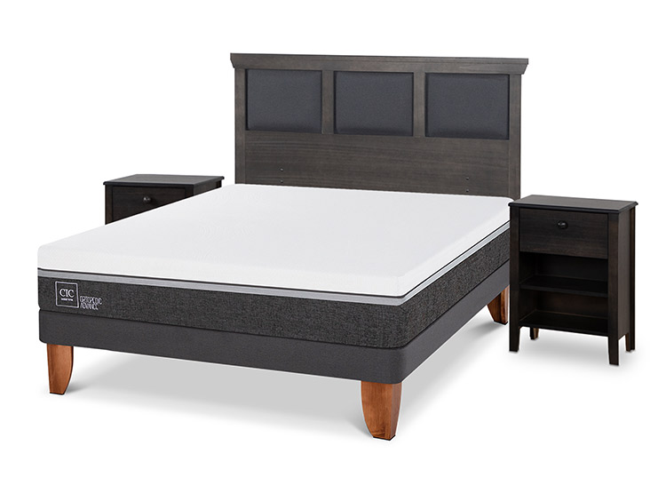 JUEGO DE DORMITORIO CIC CAMA EUROPEA TORINO ORTOPEDIC ADVANCE BN 2 PLAZAS + SET GRIS - 2