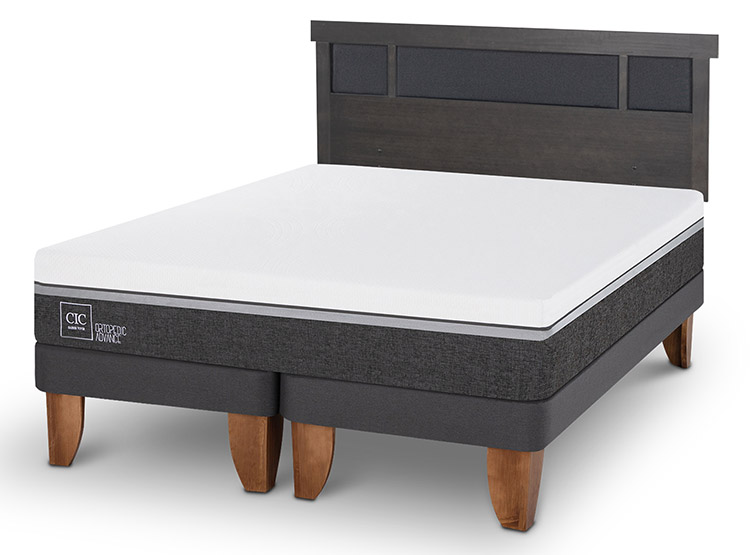 JUEGO DE DORMITORIO CIC CAMA EUROPEA ORTOPEDIC ADVANCE KING + RESPALDO DUBLIN GRIS - 2