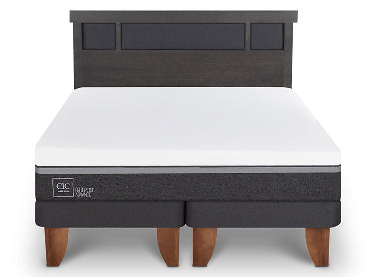 JUEGO DE DORMITORIO CIC CAMA EUROPEA ORTOPEDIC ADVANCE KING + RESPALDO DUBLIN GRIS - 1