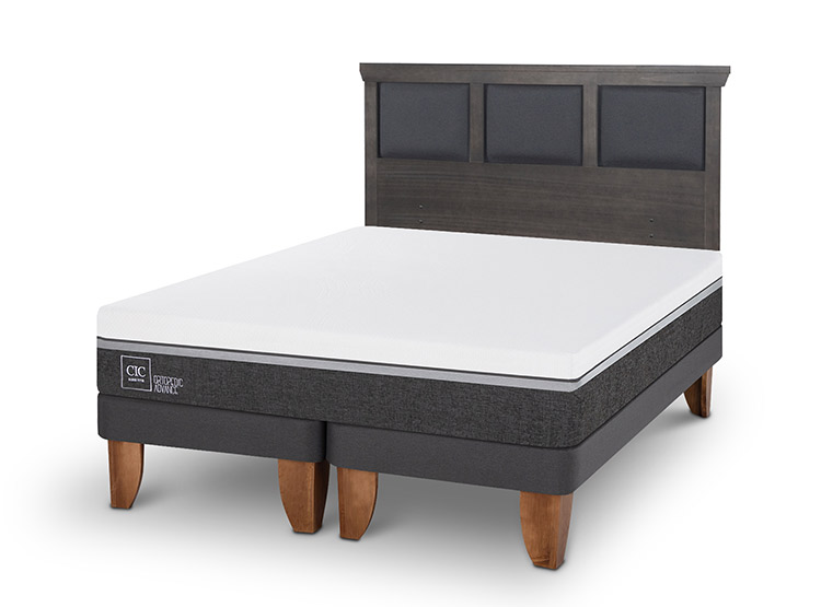 JUEGO DE DORMITORIO CIC CAMA EUROPEA TORINO ORTOPEDIC ADVANCE BD KING + RESPALDO GRIS - 2