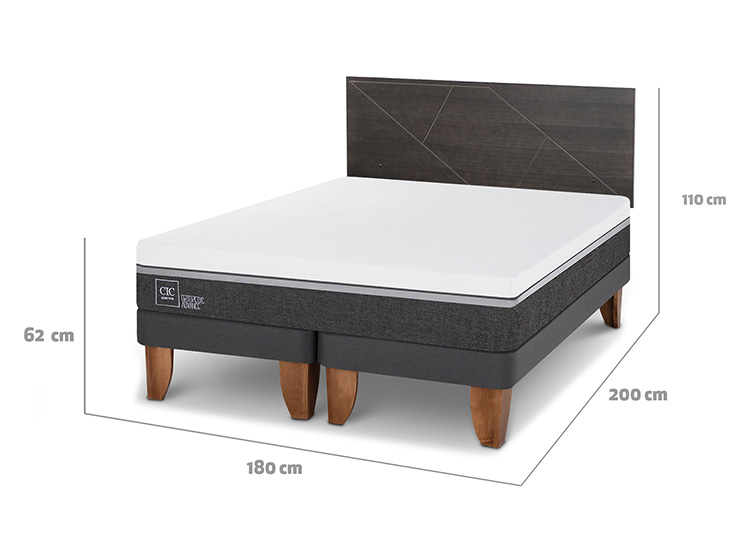 JUEGO DE DORMITORIO CIC CAMA EUROPEA ORTOPEDIC ADVANCE KING + RESPALDO VILLARRICA GRIS - 3