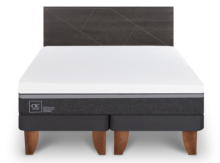 JUEGO DE DORMITORIO CIC CAMA EUROPEA ORTOPEDIC ADVANCE KING + RESPALDO VILLARRICA GRIS - 1